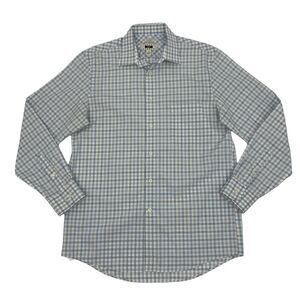 Joseph Abboud Dress Shirt Men's Size 16 Gray Gingham Plaid Long Sleeve Cotton